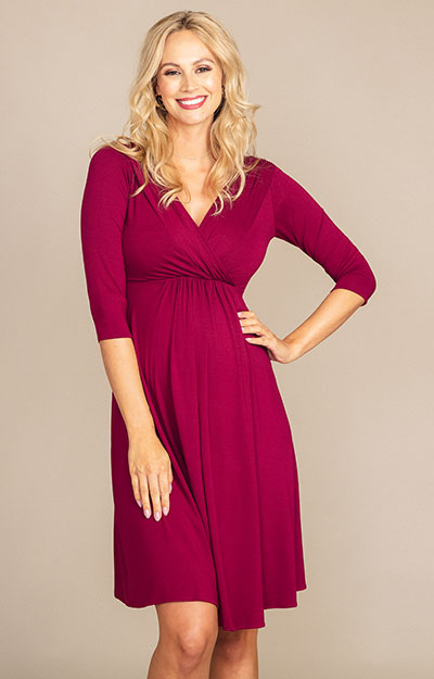 Willow Maternity Dress (Burgundy) by Tiffany Rose