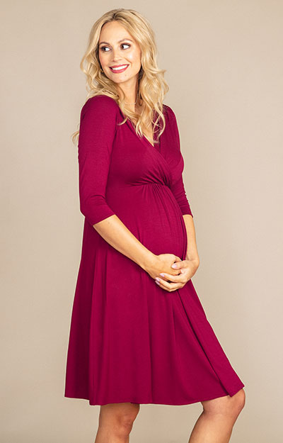 Willow Maternity Dress (Burgundy) by Tiffany Rose