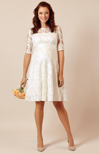 Asha Umstandsmoden-Hochzeitskleid In Elfenbein / Weiß by Tiffany Rose