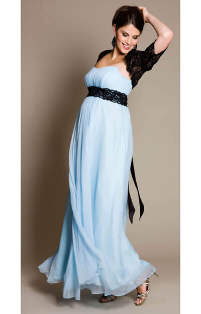 BlueBell Maternity Gown with Black Lace Sash by Tiffany Rose
