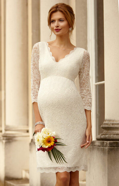 Chloe Lace Maternity Wedding Dress (Ivory) by Tiffany Rose