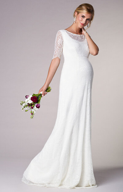 Evie Lace Maternity Wedding Gown Long Ivory White by Tiffany Rose