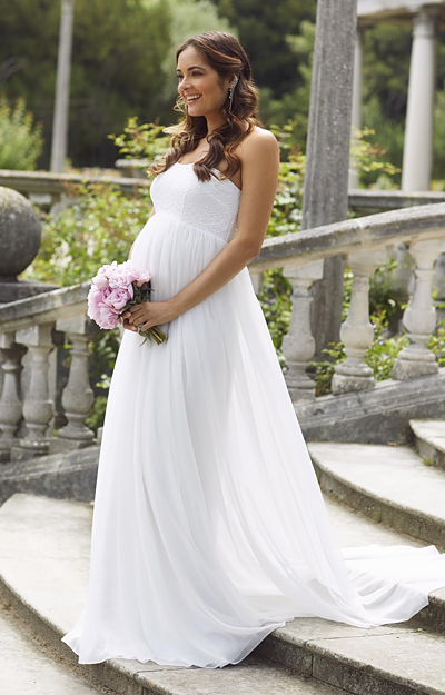 Julia Strapless Maternity Wedding Gown Long White by Tiffany Rose