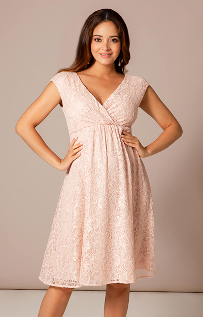 Nicola Lace Maternity Dress in Pearl Pink by Tiffany Rose
