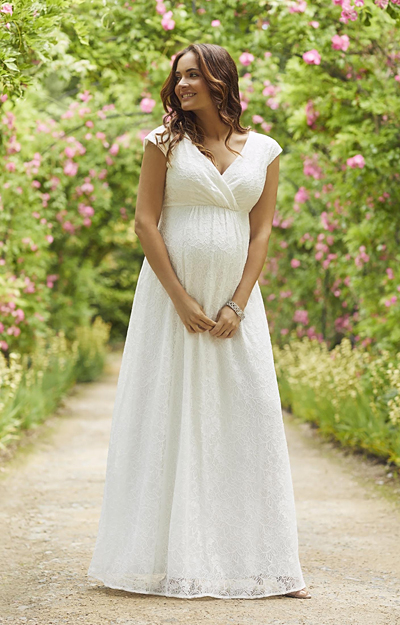 Nicola Lace Maternity Wedding Gown Long Ivory by Tiffany Rose