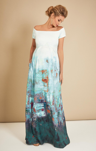 Aria Off Shoulder Maternity Gown Aquatic Ombré by Tiffany Rose