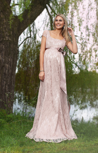 Eva Lace Maternity Gown (Antique Rose) by Tiffany Rose