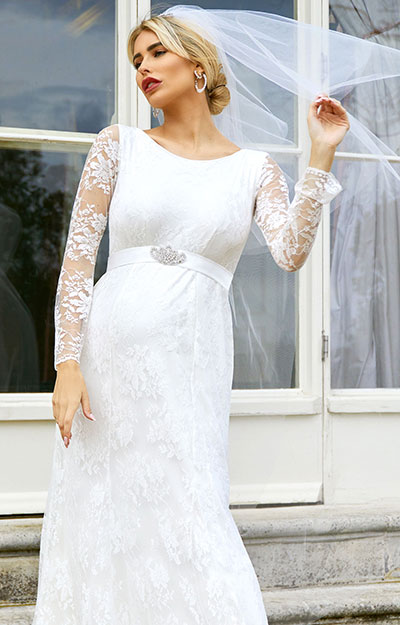 Helena Maternity Wedding Gown Long Ivory by Tiffany Rose