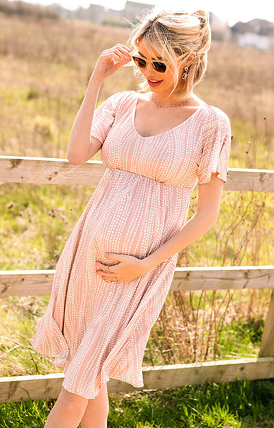 Kimono Maternity Dress Dotty Pink by Tiffany Rose